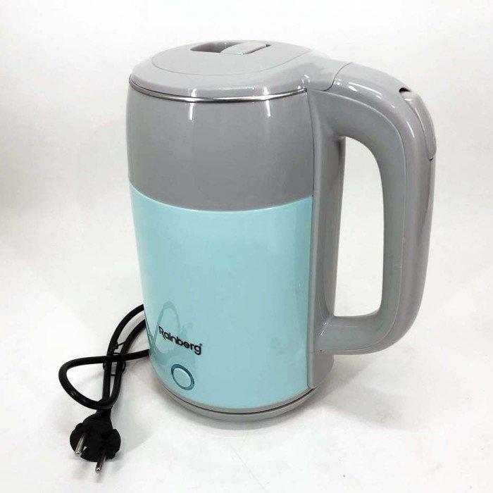 Електрочайник дисковий Rainberg RB-2244 2000 Вт 2л, стильний електричний чайник. Колір: блакитний