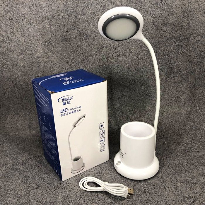 Настільна лампа акумуляторна на гнучкій ніжці з органайзером Tedlux TL-1006