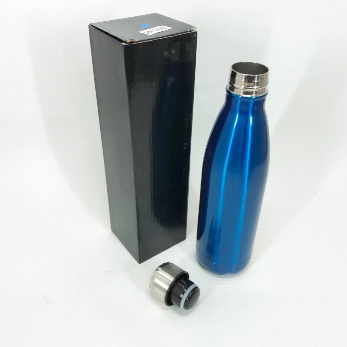 Туристичний термос пляшка UNIQUE UN-1022 500мл для холодних та гарячих напоїв зі сталі. Колір: синій