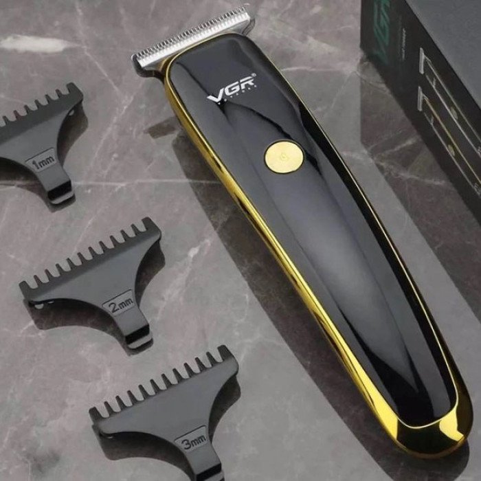 Тример для стрижки волосся та бороди VGR V-966 LED Display, машинка чоловіча для гоління. Колір: золотий