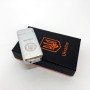 Дугова електроімпульсна запальничка USB Герб України індикатор заряду, ліхтарик HL-442. Колір: срібло