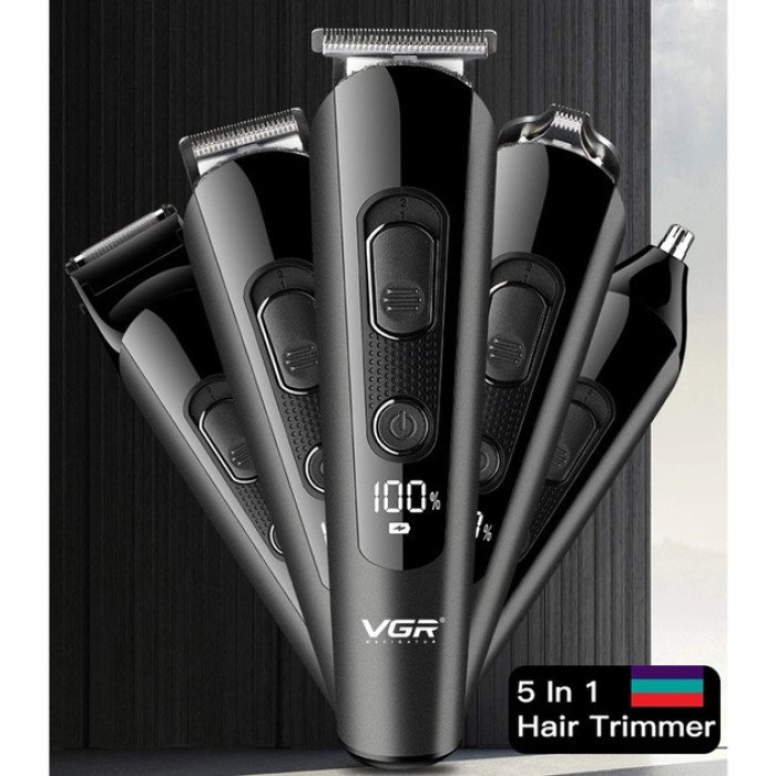 Професійна бездротова машинка для стрижки волосся VGR V-175 тример для бороди та вусів з насадками