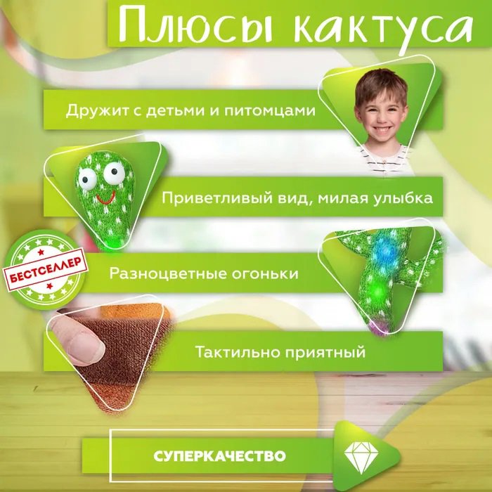 Інтерактивна іграшка Dancing cactus розмовляє танцюючий кактус, м'яка іграшка кактус, Плюшевий кактус