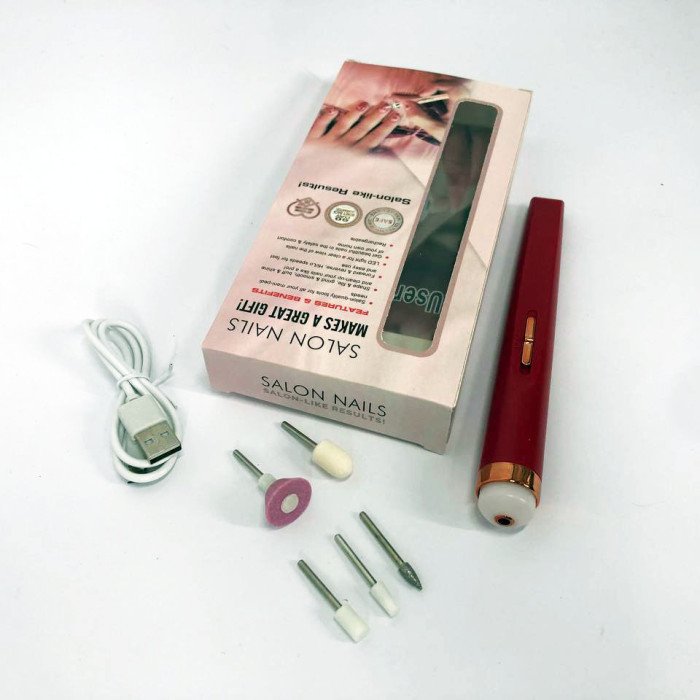 Фрезер для манікюру та педикюру Flawless Salon Nails, машинка для зняття манікюру. Колір: червоний