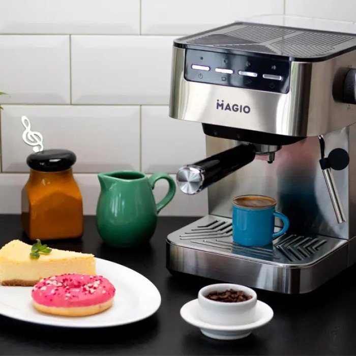 Кавоварка рожкова MAGIO MG-453 960 Вт, кавоварка з можливістю приготування еспресо, кавоварка латте