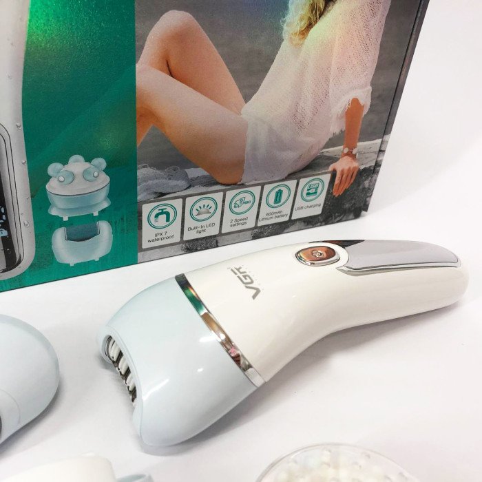 Епілятор для обличчя та тіла 6в1, від USB VGR V-733 / Жіночий епілятор для видалення волосся. Колір: блакитний