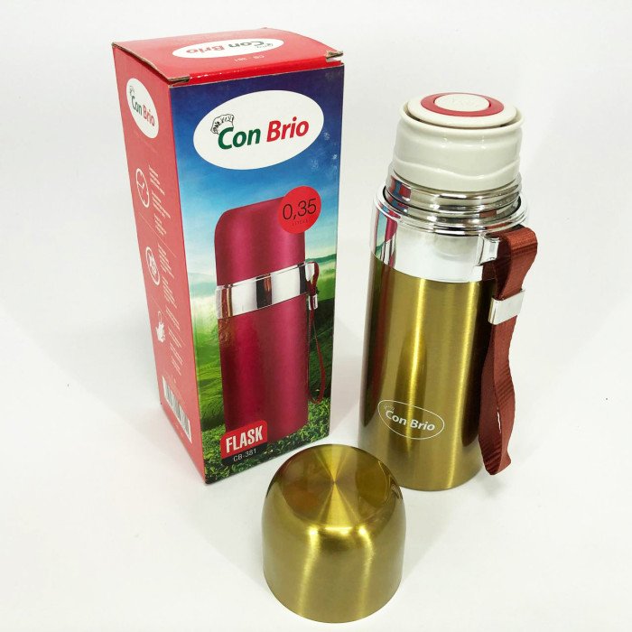 Термос Con Brio CB-381 Gold 0,35л, Хороший невеликий термос, Термос з нержавіючої сталі. Колір: золотий