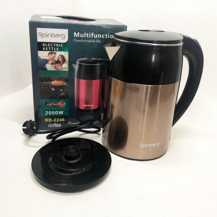 Чайник електричний Rainberg RB-2246 з нержавіючої сталі 2000 Вт 2л, гарний електричний чайник