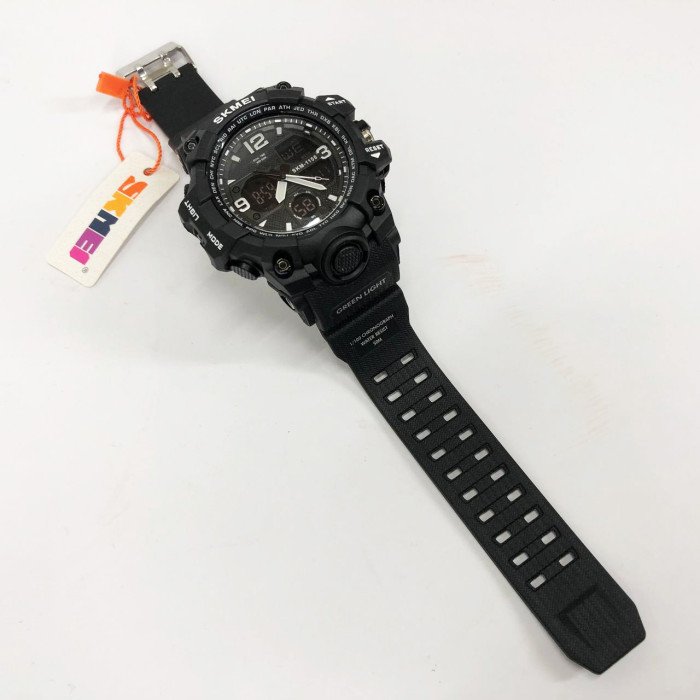 Годинник наручний чоловічий SKMEI 1155BBK, армійський годинник протиударний. Колір: чорний