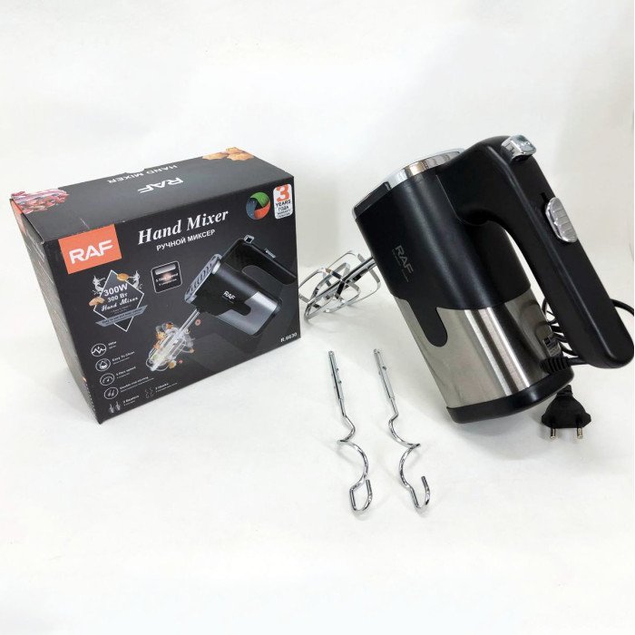 Міксер ручний на кухню RAF R-6630 5 швидкостей 2 насадки 300 W, двовінчиковий міксер, міксер для збивання