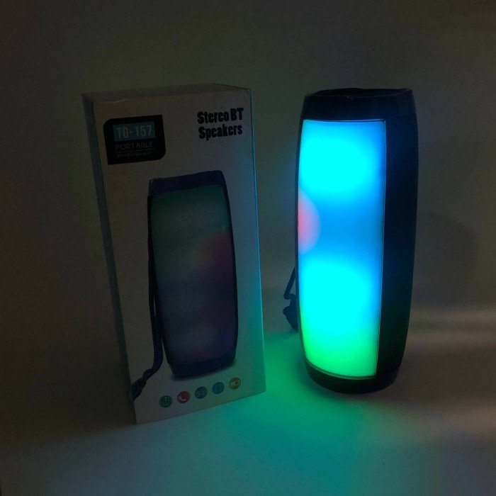 Портативна bluetooth колонка вологостійка TG157 Pulse з різнокольоровою підсвіткою. Колір чорний
