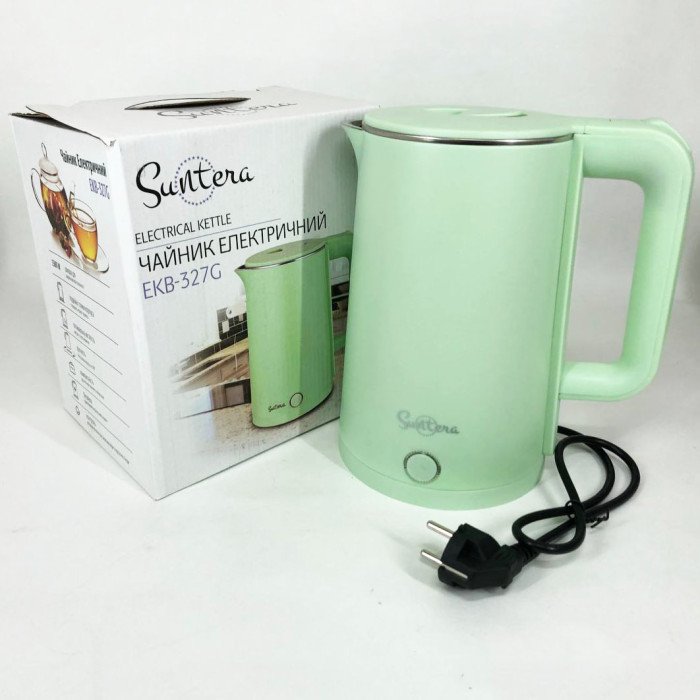 Електрочайник Suntera EKB-327G 1.8 Л 1500 Вт, стильний електричний чайник, електронний чайник, дисковий чайник