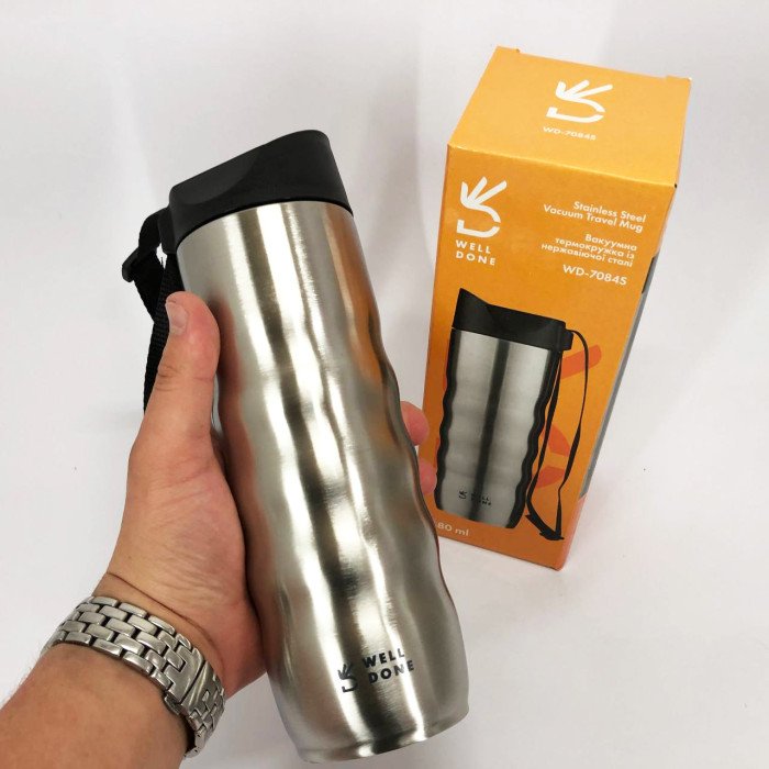 Термокухоль Well Done WD-7084S вакуумний 480 мл, Якісний термос для дому, Термос для напоїв