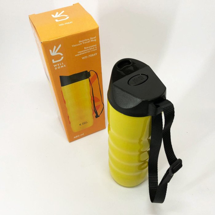 Термокухоль Well Done WD-7084Y вакуумний 480 мл, Термос для питної води, Якісний термос для дому