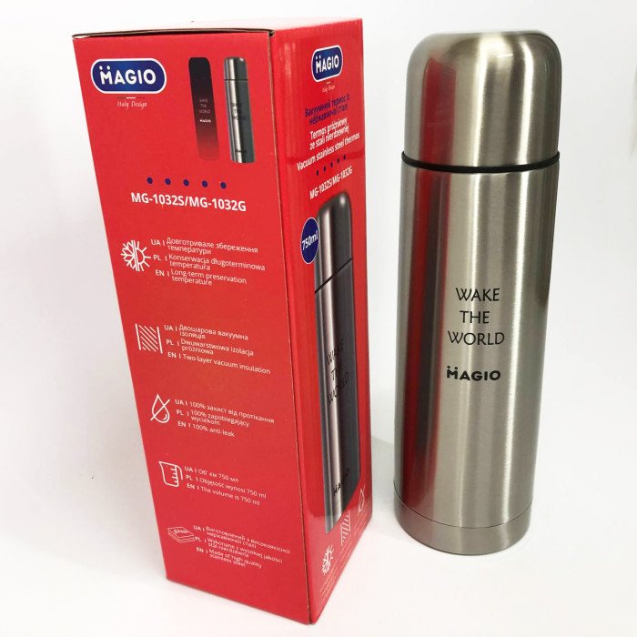 Термос MAGIO MG-1032S вакуумний 750 мл, Якісний термос для дому, Термос для напоїв