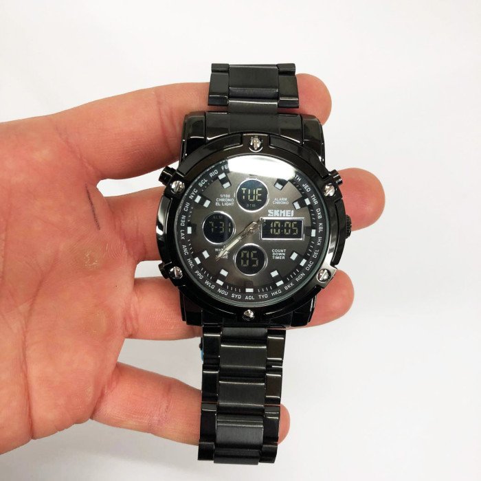 Годинник наручний чоловічий SKMEI 1389BK BLACK, водонепроникний чоловічий годинник. Колір: чорний