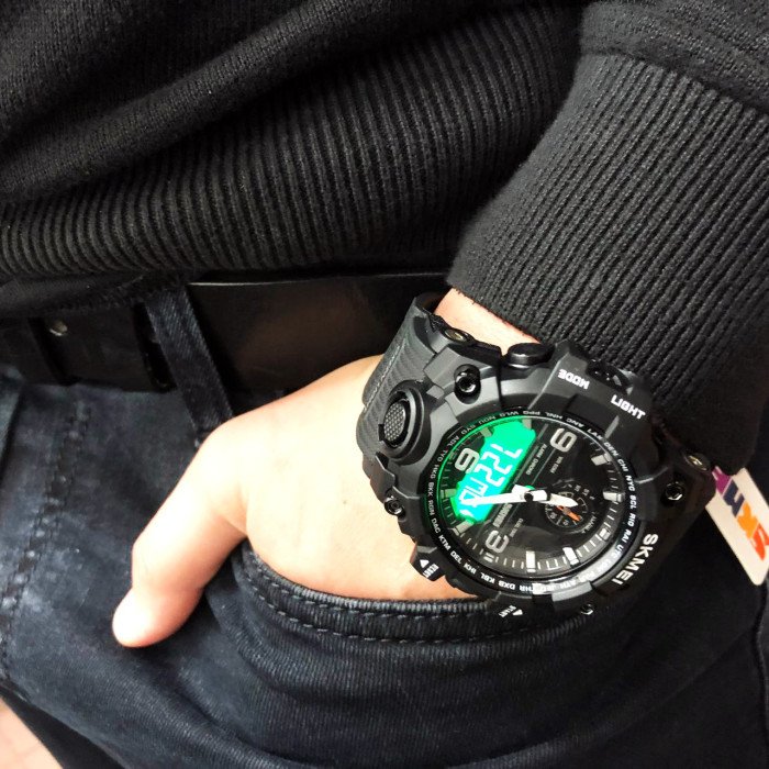 Годинник наручний чоловічий SKMEI 1586BK BLACK, водонепроникний чоловічий годинник, годинник спортивний. Колір: чорний