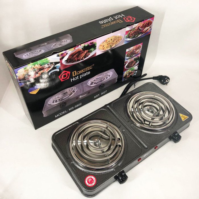 Електроплита настільна Domotec MS-5802, плита двокомфоркова електроплита побутова електрична