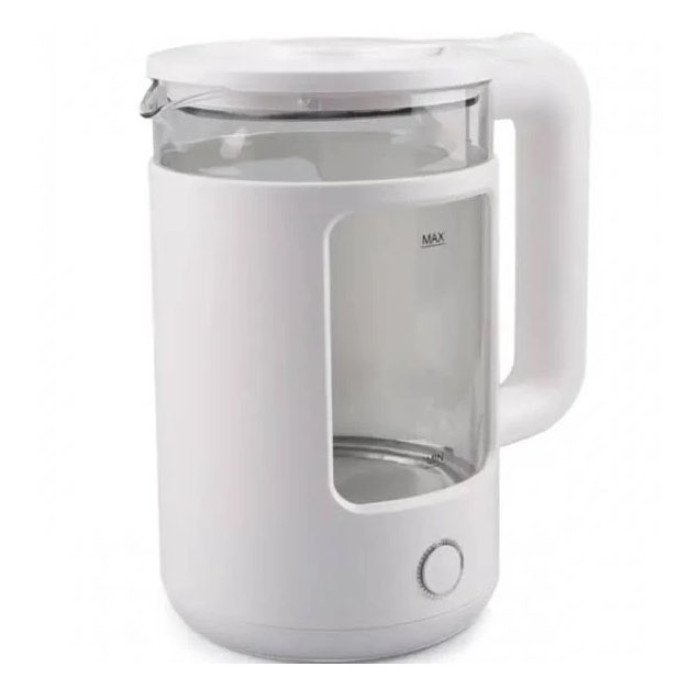 Електрочайник Rainberg RB-2220 скляний дисковий прозорий. Чайник із підсвічуванням 2200W. Колір: білий