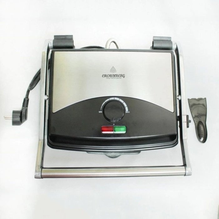 Гриль притискний Crownberg CB-1067, Електричний контактний гриль для дому з терморегулятором 2000Вт