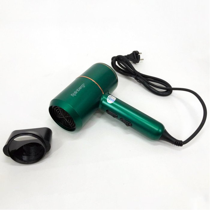 Фен для укладання та сушіння волосся Rainberg RB-2211 + насадка-концентратор, гарний потужний фен. Колір: зелений