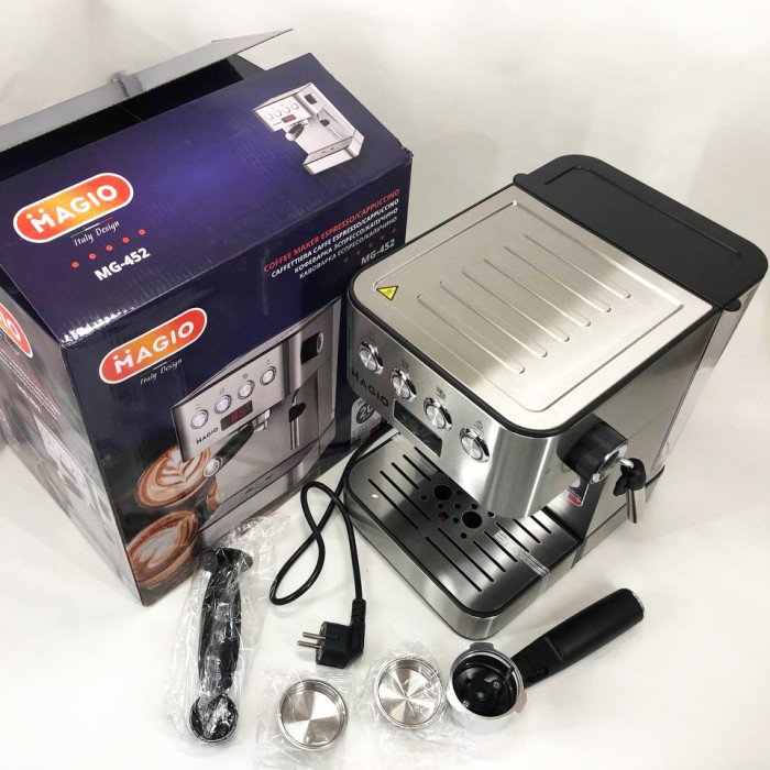 Кавоварка рожкова еспресо/капучино Magio MG-452 850 Вт, кавомашина домашня, кавовий апарат для дому