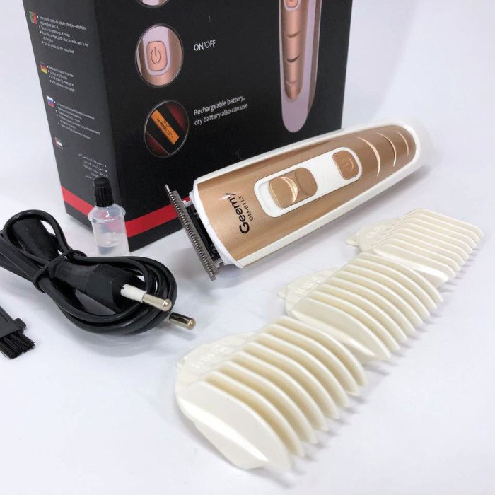 Машинка для стрижки волосся Gemei GM-6113 акумуляторна, чоловіча машинка для гоління. Колір: золотий