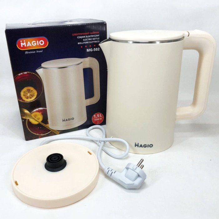 Чайник електричний MAGIO MG-502 1.5 л 1500 Вт, гарний електричний чайник, чайник електро, безшумний чайник