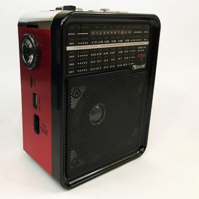 Радіоприймач GOLON RX-9100 USB+SD Радіо з ліхтарем, Ретро радіо, FM передавач. Колір: червоний