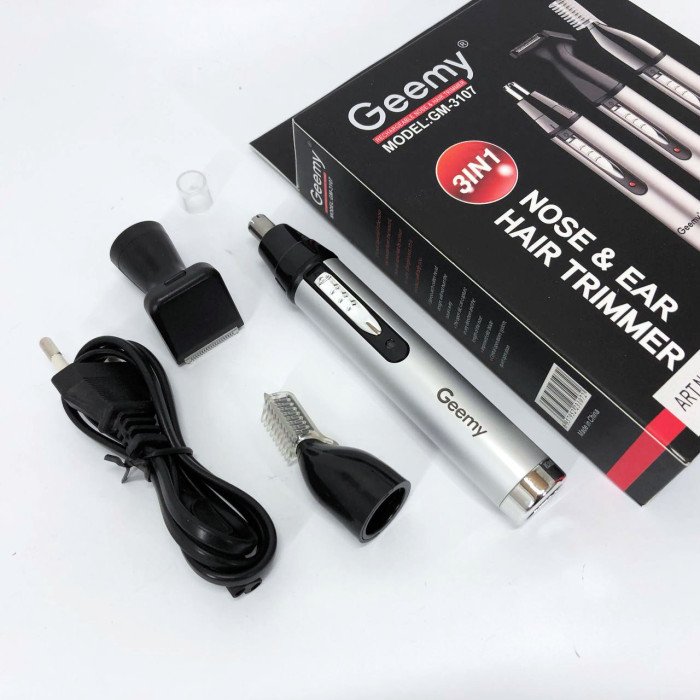 Тример для носа та вух GEMEI GM-3107 3в1, електробритва з насадками для бороди, триммер для бороди