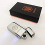 Дугова електроімпульсна запальничка USB Герб України індикатор заряду, ліхтарик HL-442. Колір: срібло