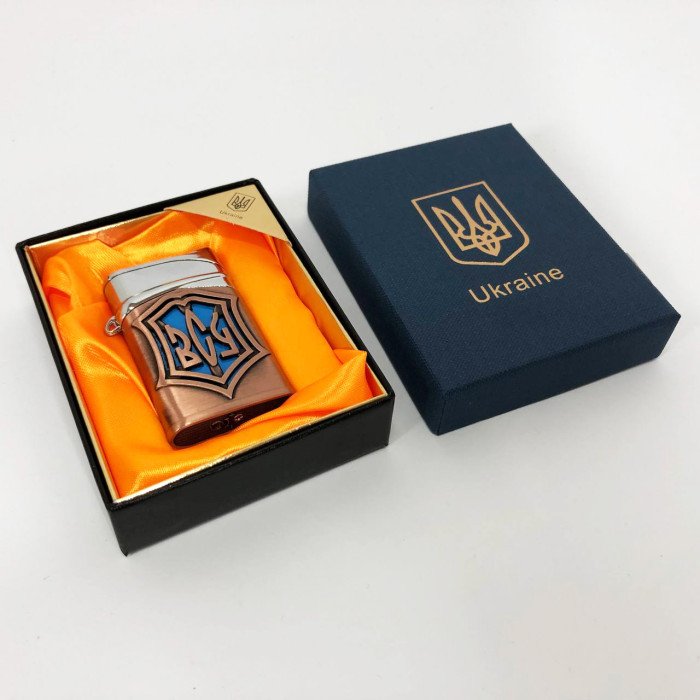 Запальничка газова ЗСУ Подарункова коробка, Гостре полум'я HL-4112-4, Запальничка з турбонаддувом. Колір: бронза