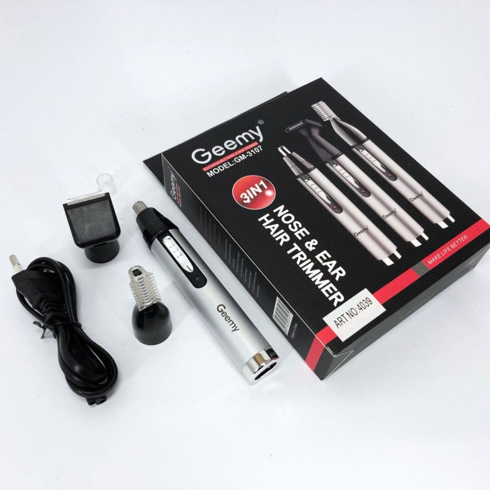Тример для носа та вух GEMEI GM-3107 3в1, електробритва з насадками для бороди, триммер для бороди