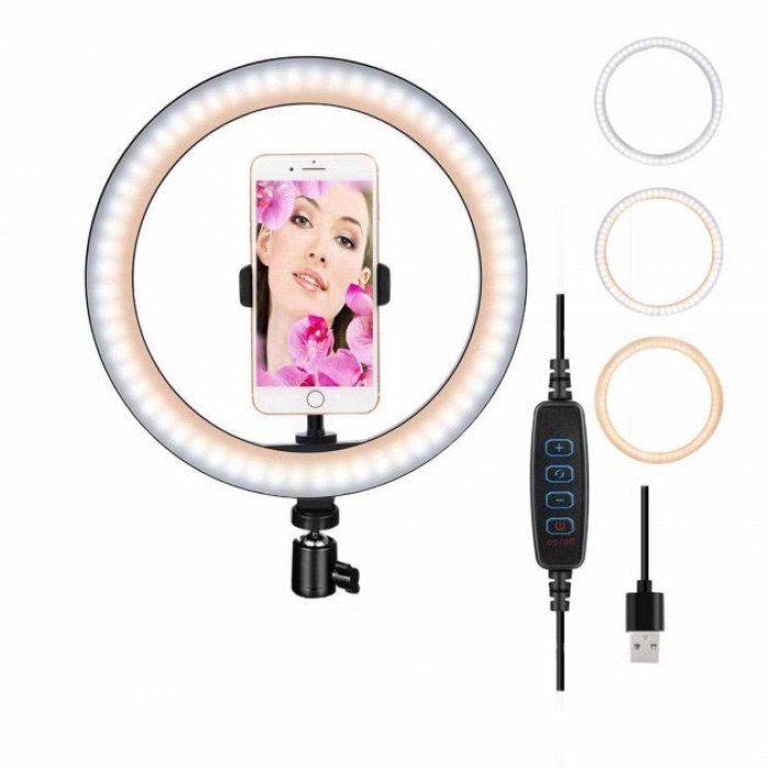 Кільцева лампа 30 см, лампа для тик струму tiktok, селфі лампа з тримачем для телефону