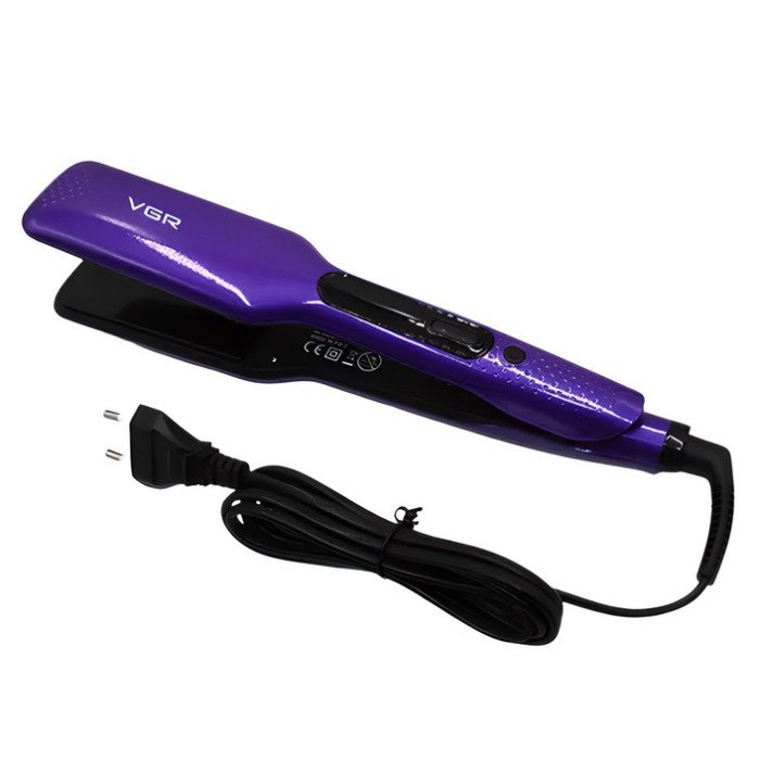 Широка праска для випрямлення волосся VGR V-506 потужністю 55 Вт з LED дисплеєм 130-210 градусів фіолетовий