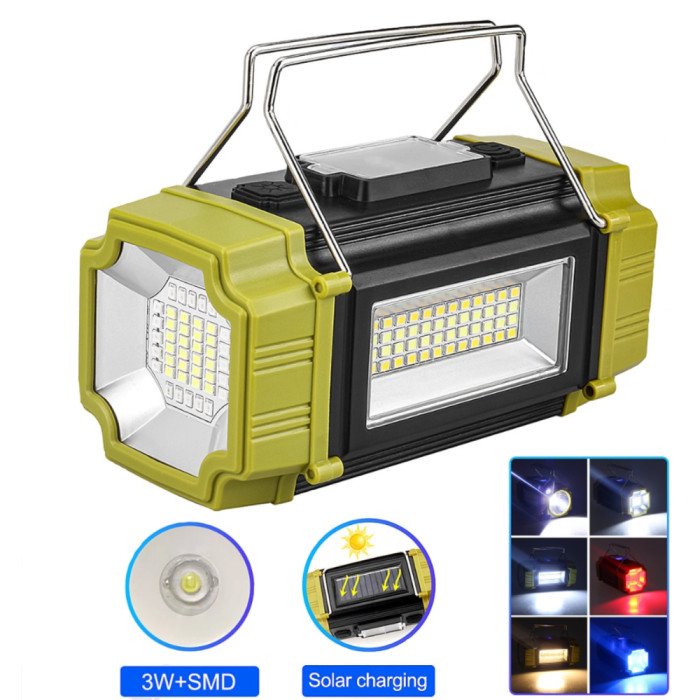 Ліхтар переносний LS-228-LED WHITE+RED+BLUE+YELLOW, Ліхтар для кемпінгу з вбудованим зарядним пристроєм