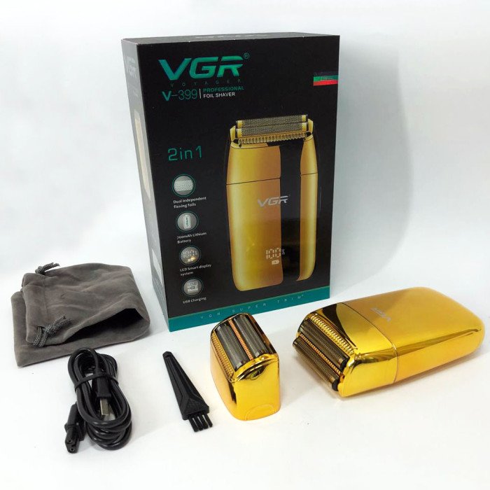 Професійний шейвер VGR V-399 GOLD, бездротова електробритва, бритва триммер для бороди.