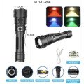 Ліхтар ручний акумуляторний PLD-11-4XPE(RGB), Кишеньковий ліхтар із usb зарядкою, Тактичний ліхтар police