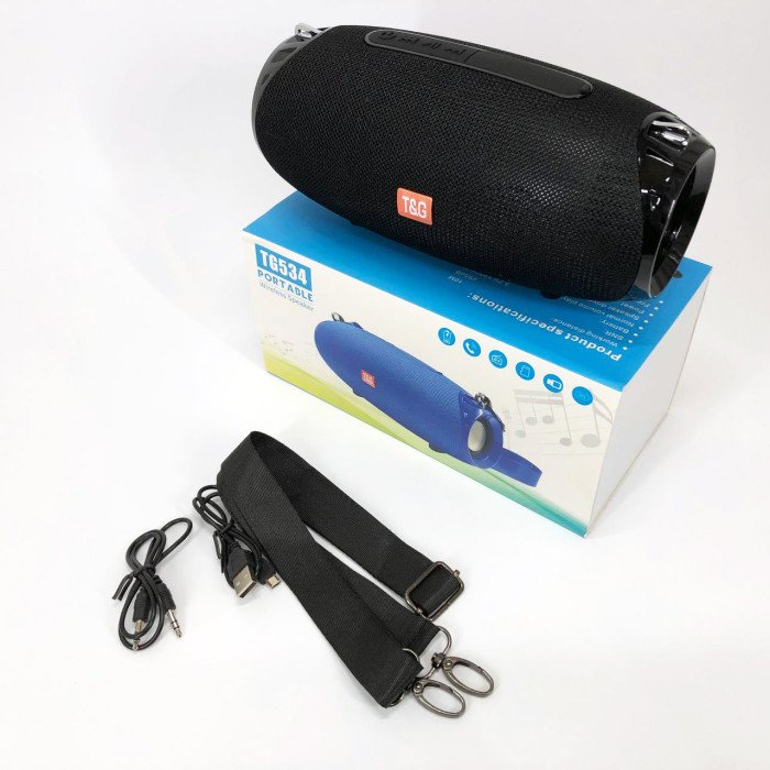 Портативна колонка Bluetooth TG534 SD IPX5 з ремінцем, акумуляторна колонка для музики. Колір: чорний