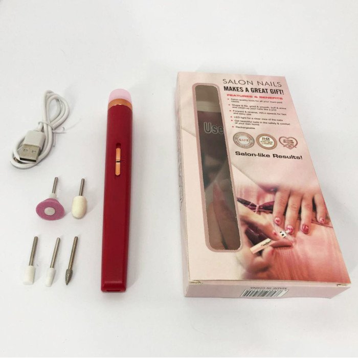 Фрезер для манікюру та педикюру Flawless Salon Nails, машинка для зняття манікюру. Колір: червоний