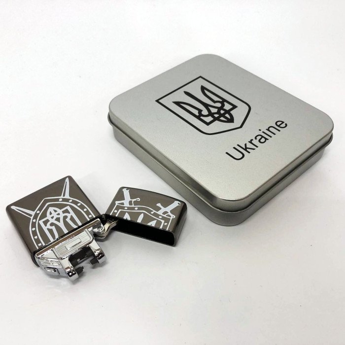 Дугова електроімпульсна запальничка USB Україна металева коробка HL-446. Колір: чорний
