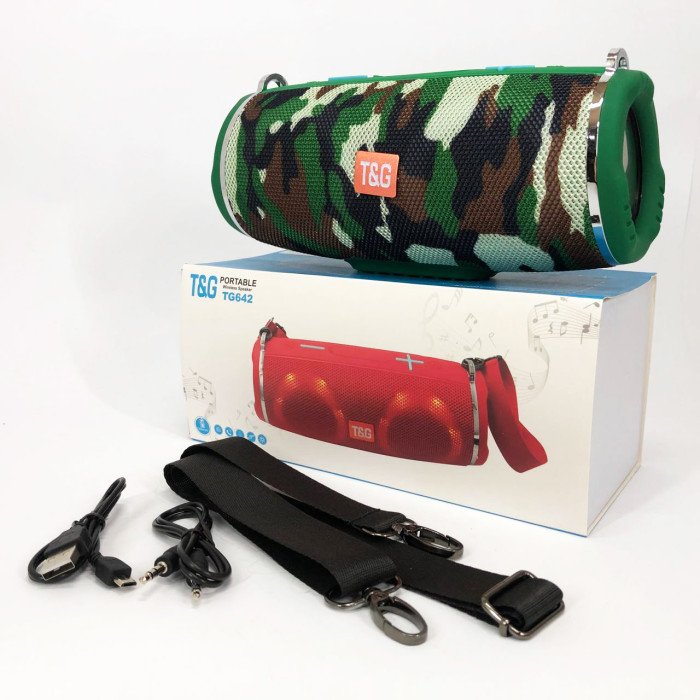 Портативна колонка TG642 з RGB підсвічуванням та ремінцем, колонка для вечірки. Колір: камуфляж