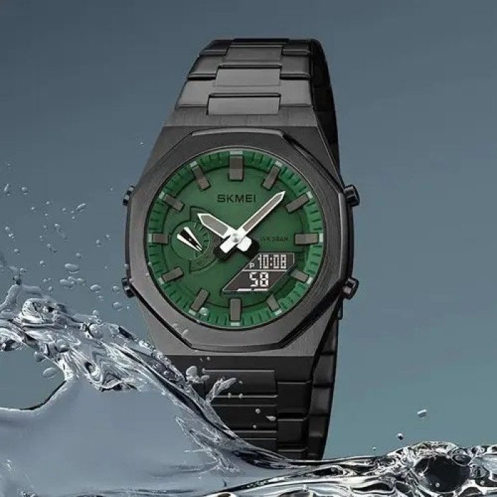 Годинник наручний чоловічий SKMEI 1816BKGNBK, стильний класичний чоловічий годинник, фірмовий спортивний годинник