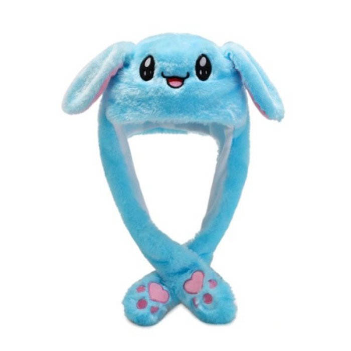 Карнавальна шапка з підсвічуванням: блакитний зайчик з вухами, що піднімаються