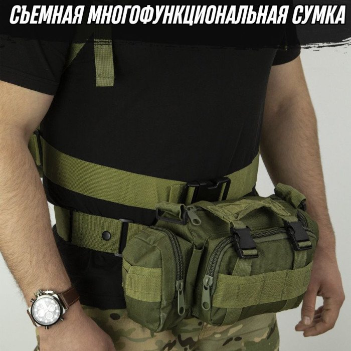 Рюкзак тактичний 55л з трьома підсумками! Якісний штурмовий для походу подорожей великий рюкзак баул
