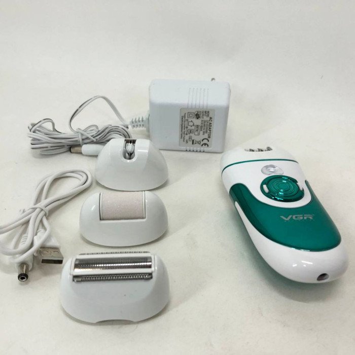 Епілятор VGR V-700 Жіночий бездротовий з підсвіткою для ніг та зони бікіні, пемза, електробритва для ніг