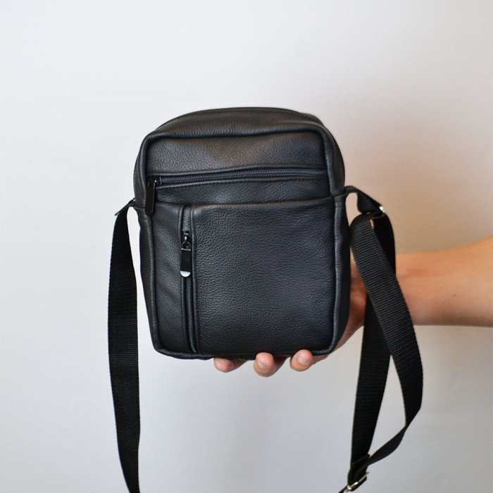 Елегантна чоловіча шкіряна сумка-месенджер із натуральної шкіри на 5 відділень, чоловіча сумка через спину