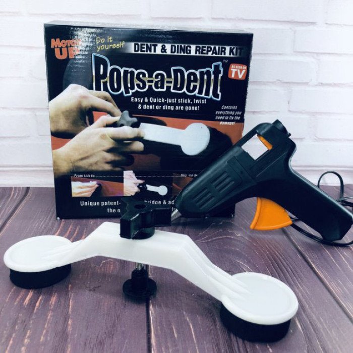 Інструмент для видалення вм'ятин на авто Clefers Pops-a-Den- Рихтування своїми руками - Клей, Пістолет, Присоска в комплекті