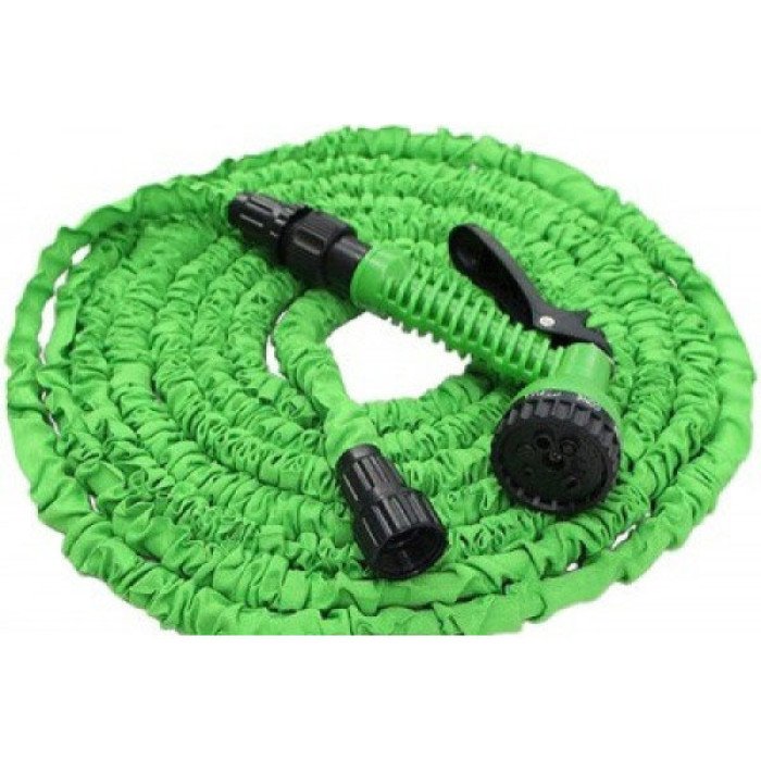 Шланг садовий Magic House 15.0м з розпилювачем (6 режимів). Колір: зелений