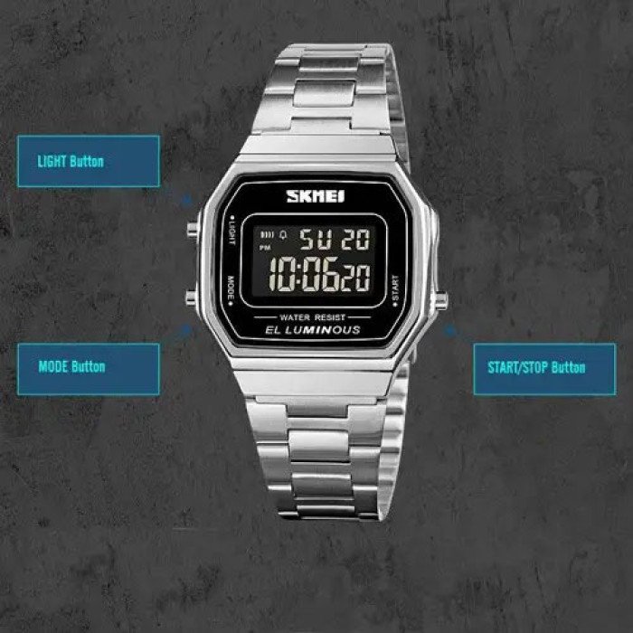 Годинник наручний чоловічий SKMEI 1647SI, армійський годинник протиударний, модний чоловічий годинник